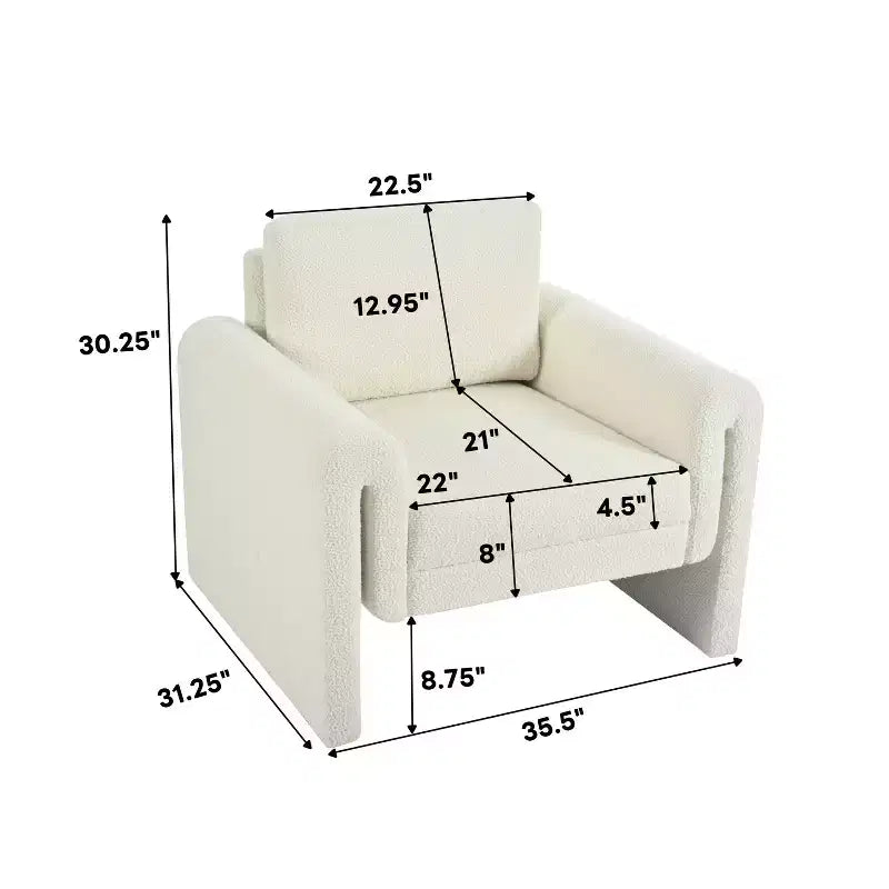 Poltrona accent imbottita in boucle avorio, monoposto