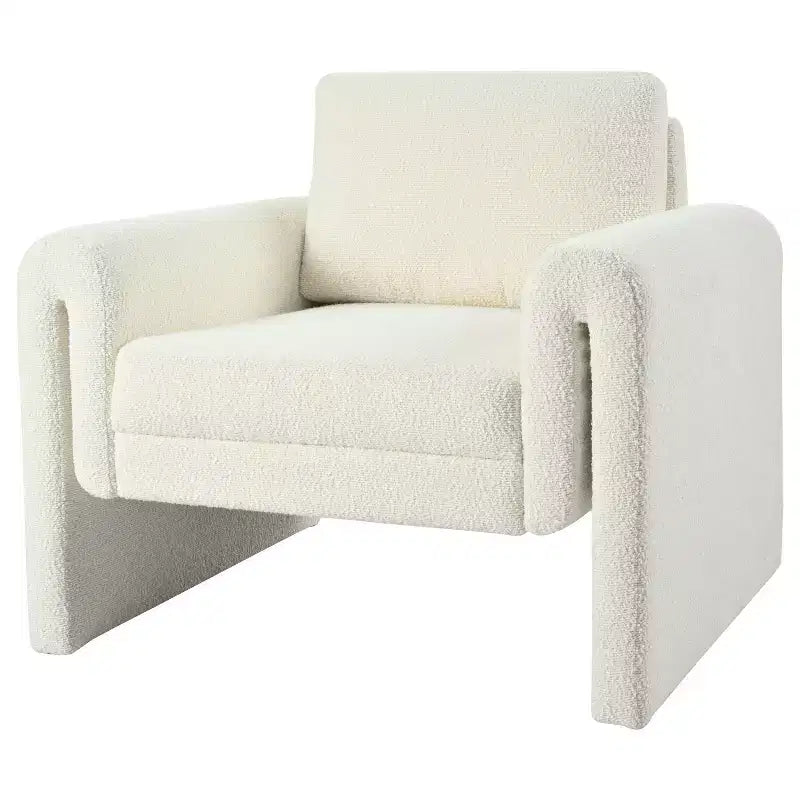 Poltrona accent imbottita in boucle avorio, monoposto