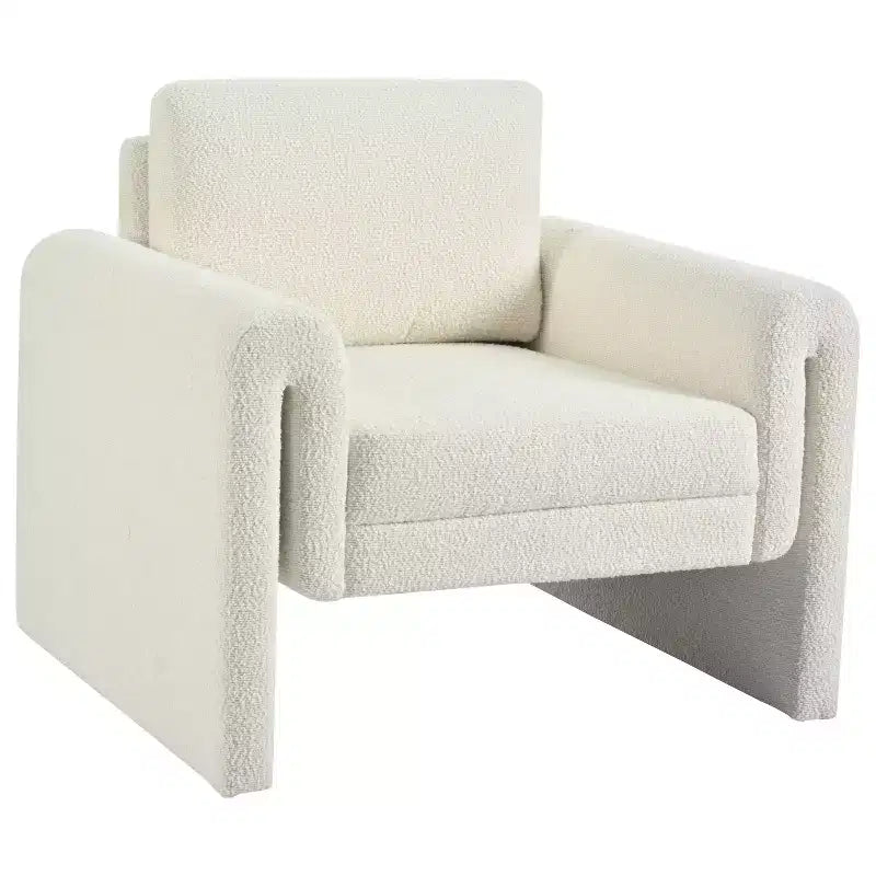 Poltrona accent imbottita in boucle avorio, monoposto