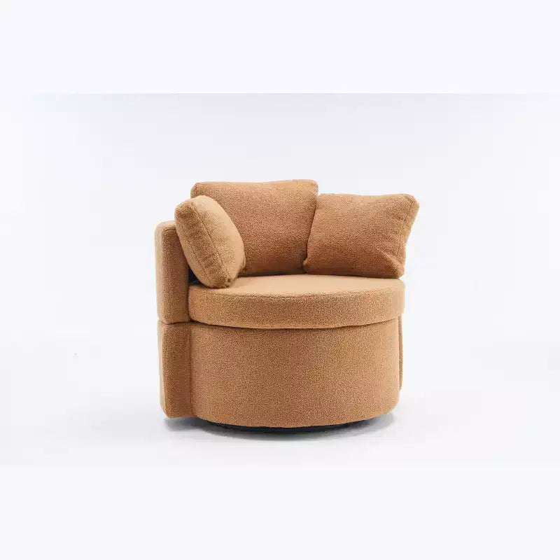 Poltrona girevole accent con contenitore in tessuto Teddy marrone, seduta singola