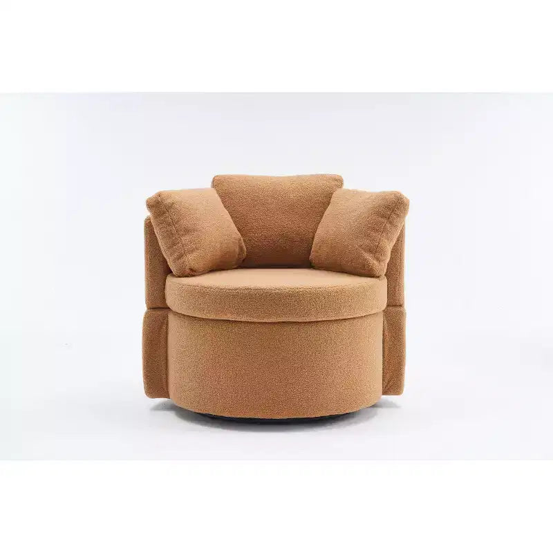 Poltrona girevole accent con contenitore in tessuto Teddy marrone, seduta singola