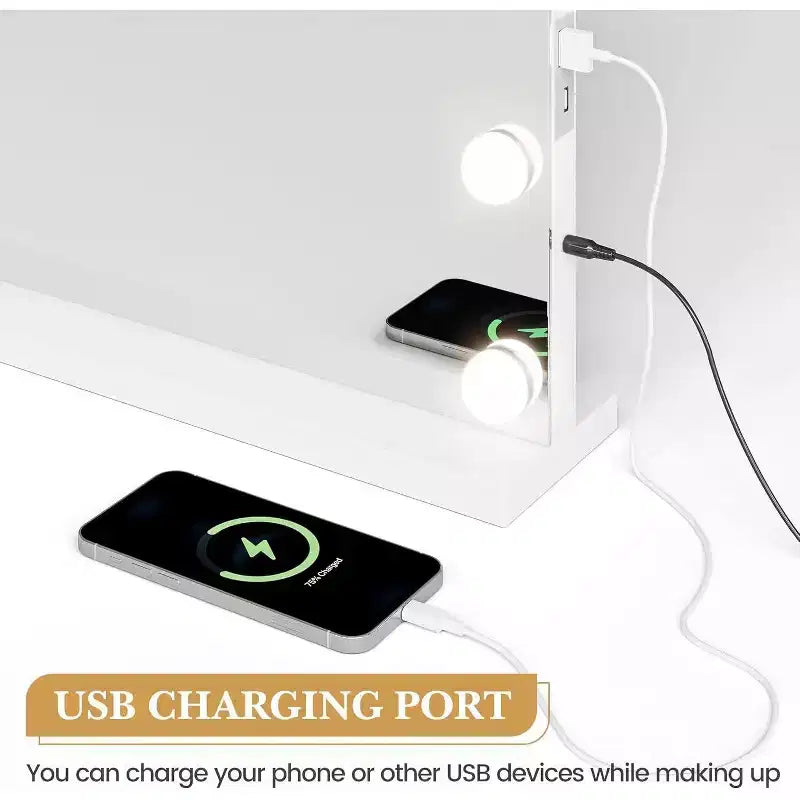 Specchio da trucco rotondo bianco/nero/oro con modalità luce LED, controllo touch, 1 persona