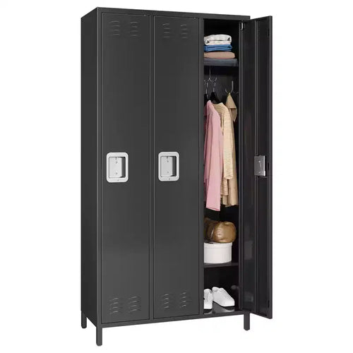 Metal Lockers, 3-Door Metal Storage Cabinets Locker, Secure Storage Solution, Perfect for Offices, Gyms, Schools & Homes