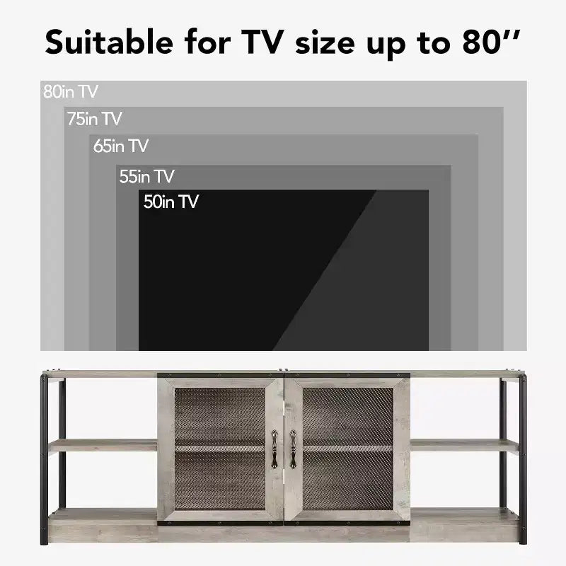 Mobile TV Marrone e Nero per TV da 75/80", Stile Industriale, Adatto per 1 TV
