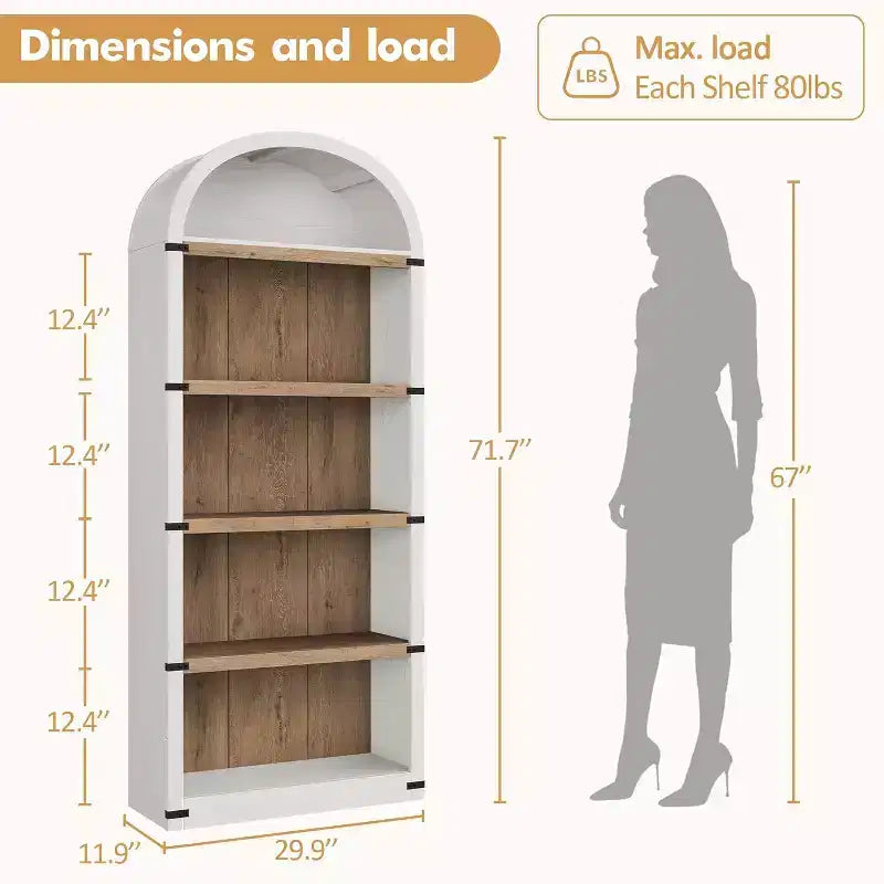 Libreria ad Arco con Mobiletto, 5 Ripiani, Colori e Stili Multipli, per Adulti
