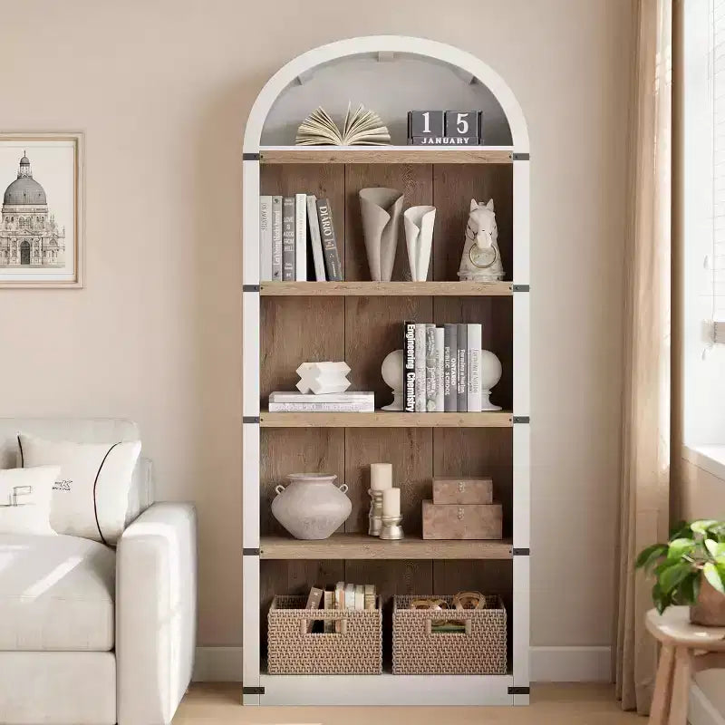 Libreria ad Arco con Mobiletto, 5 Ripiani, Colori e Stili Multipli, per Adulti