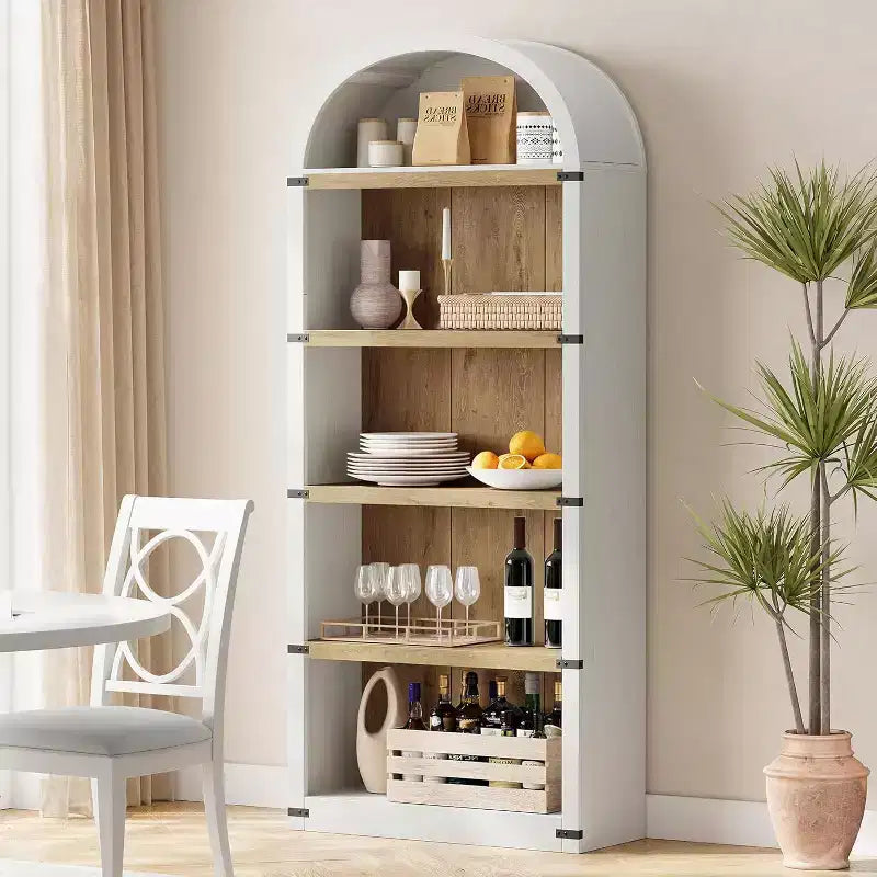 Libreria ad Arco con Mobiletto, 5 Ripiani, Colori e Stili Multipli, per Adulti