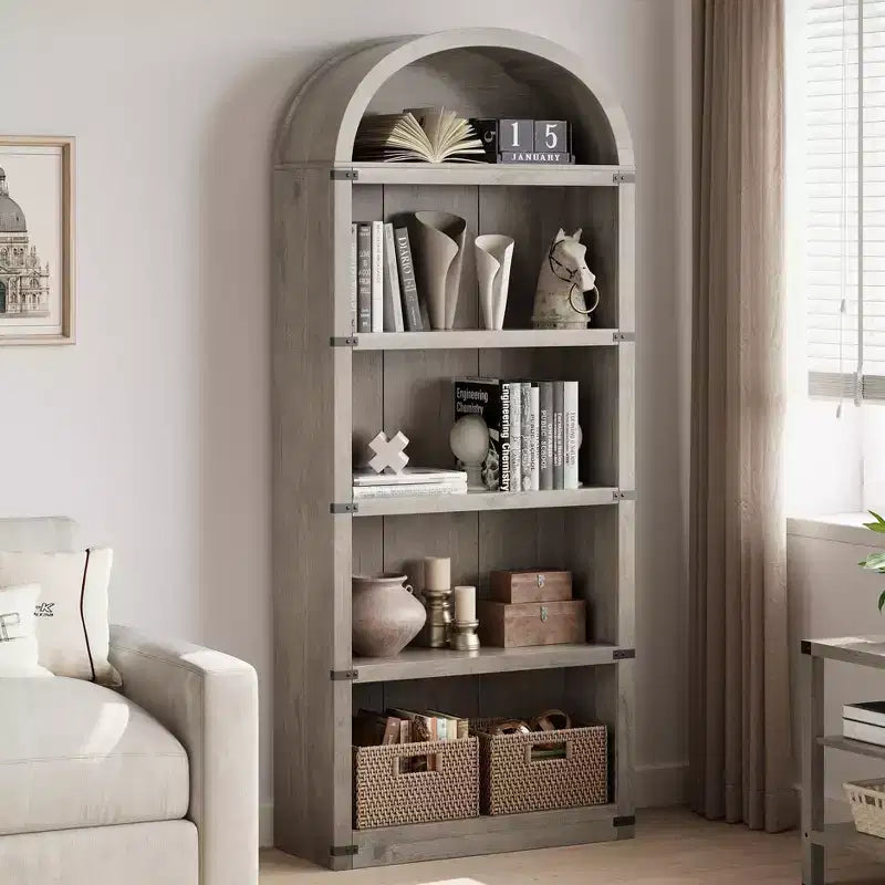 Libreria ad Arco con Mobiletto, 5 Ripiani, Colori e Stili Multipli, per Adulti