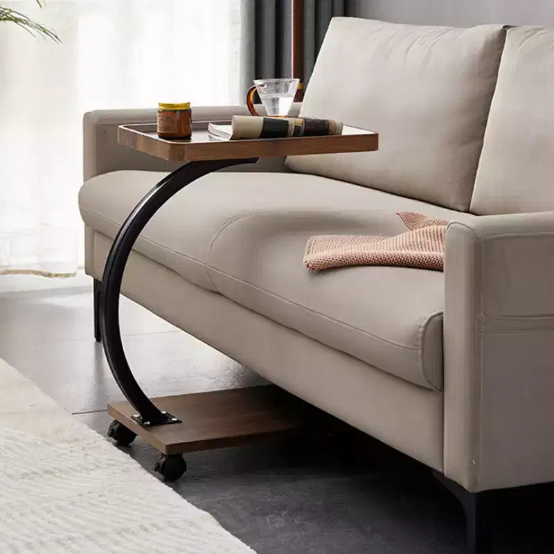 Tavolino a C, Noce / Bianco / Color Legno, Altezza Regolabile, Girevole a 360°, Singolo