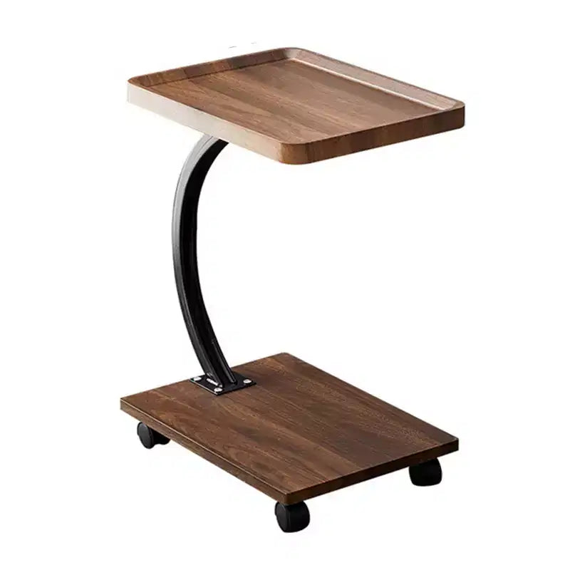 Tavolino a C, Noce / Bianco / Color Legno, Altezza Regolabile, Girevole a 360°, Singolo