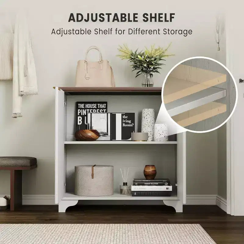 Mobiletto contenitore a 2 ante nero/rovere/bianco con porta scorrevole a grana, credenza da 80 cm per cucina e sala da pranzo