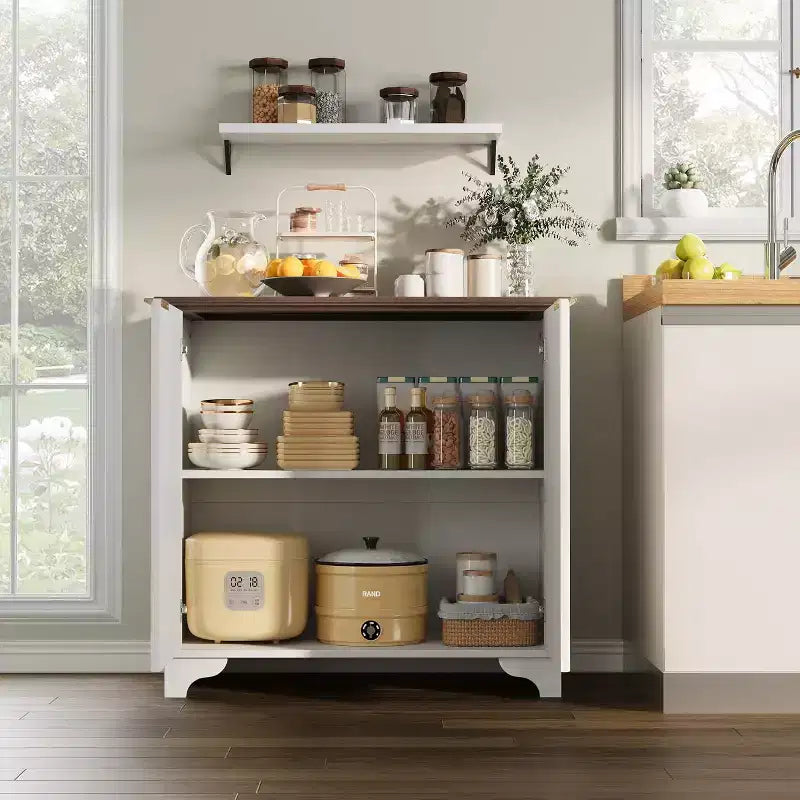 Mobiletto contenitore a 2 ante nero/rovere/bianco con porta scorrevole a grana, credenza da 80 cm per cucina e sala da pranzo