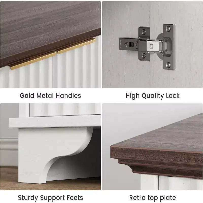 Mobiletto contenitore a 2 ante nero/rovere/bianco con porta scorrevole a grana, credenza da 80 cm per cucina e sala da pranzo