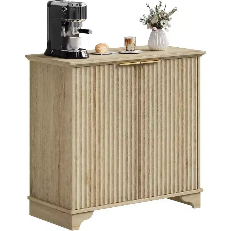 Mobiletto contenitore a 2 ante nero/rovere/bianco con porta scorrevole a grana, credenza da 80 cm per cucina e sala da pranzo