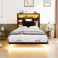 Letto a piattaforma in metallo nero flottante con luci LED e testiera contenitore, singolo/una piazza e mezza