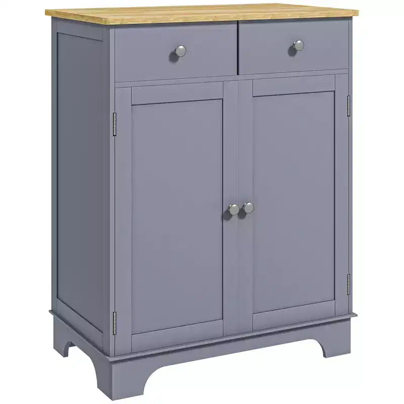 Madia/credenza grigia a doppia anta con 2 cassetti