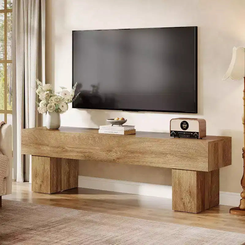 Mobile TV basso 160 cm Nero / Marrone / Marrone e Grigio, con ripiani aperti, per TV da 55-65"