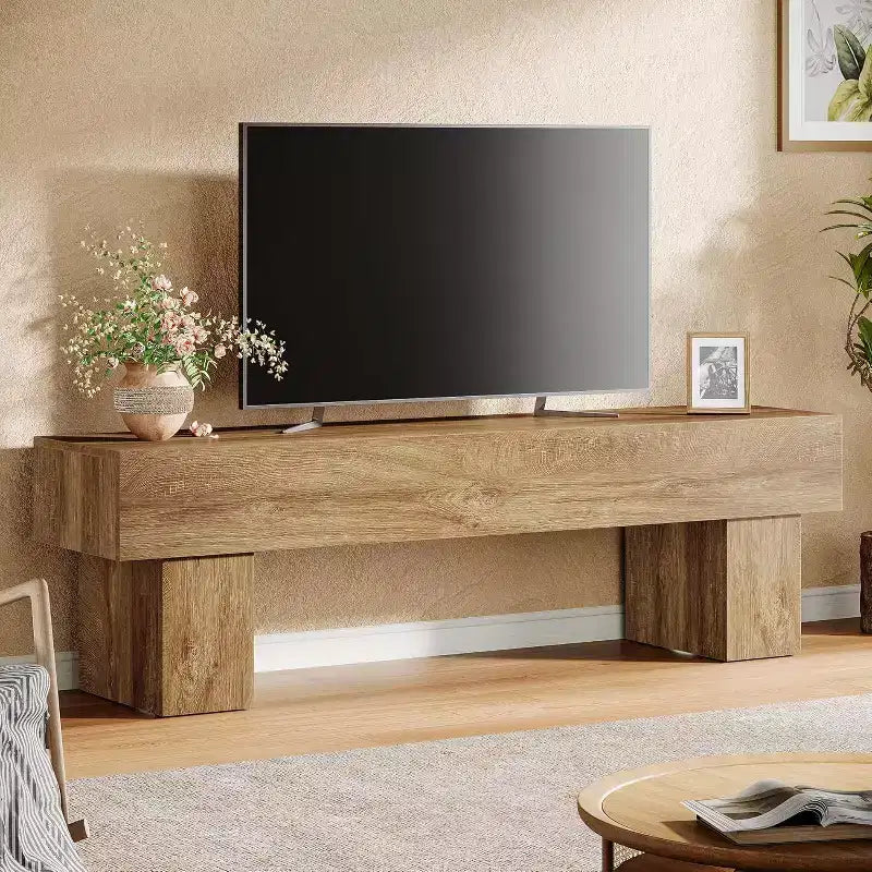 Mobile TV basso 160 cm Nero / Marrone / Marrone e Grigio, con ripiani aperti, per TV da 55-65"