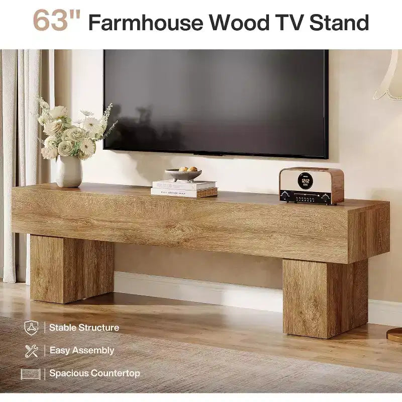 Mobile TV basso 160 cm Nero / Marrone / Marrone e Grigio, con ripiani aperti, per TV da 55-65"
