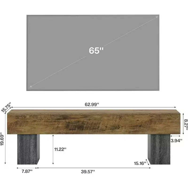 Mobile TV basso 160 cm Nero / Marrone / Marrone e Grigio, con ripiani aperti, per TV da 55-65"