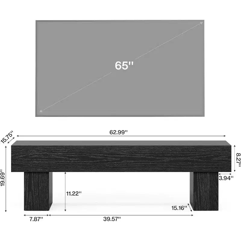 Mobile TV basso 160 cm Nero / Marrone / Marrone e Grigio, con ripiani aperti, per TV da 55-65"