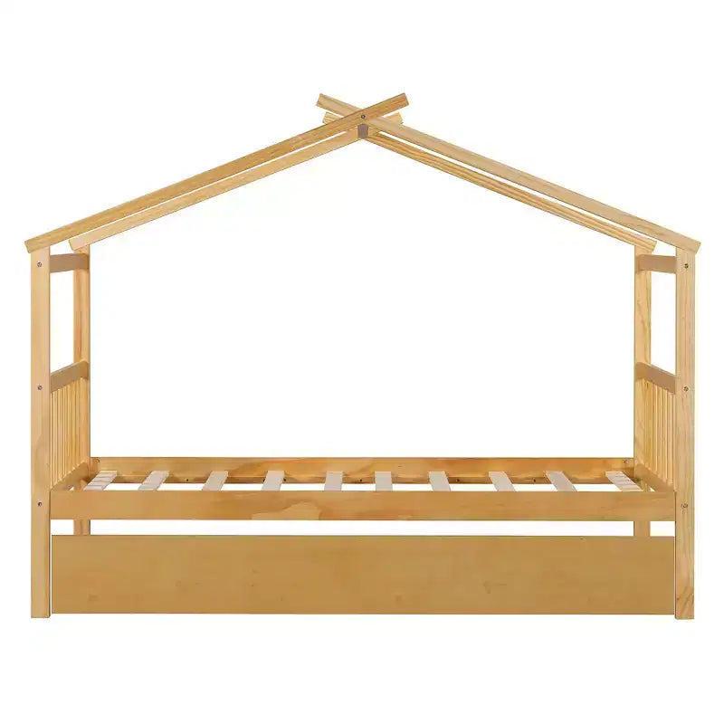Letto singolo a capanna con letto estraibile, per 2 persone (Grigio/Naturale/Noce/Bianco)