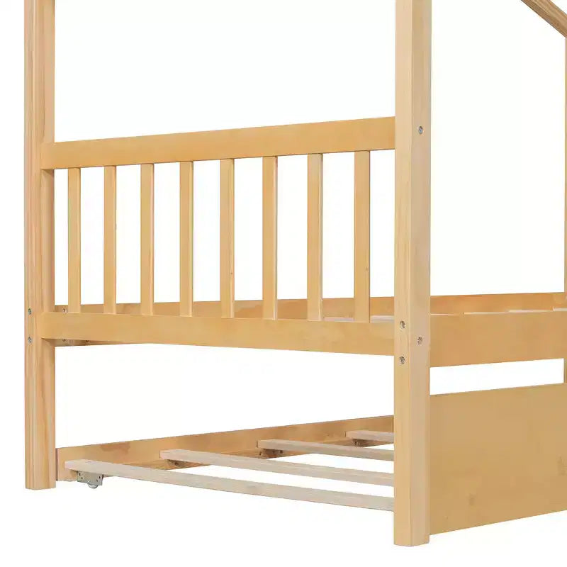 Letto singolo a capanna con letto estraibile, per 2 persone (Grigio/Naturale/Noce/Bianco)