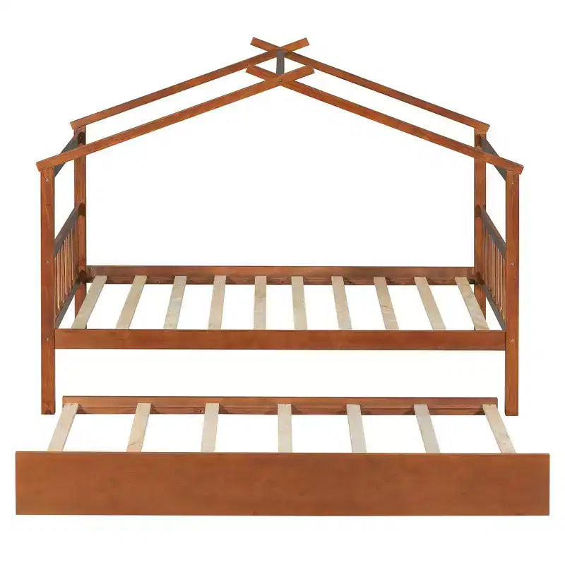 Letto singolo a capanna con letto estraibile, per 2 persone (Grigio/Naturale/Noce/Bianco)