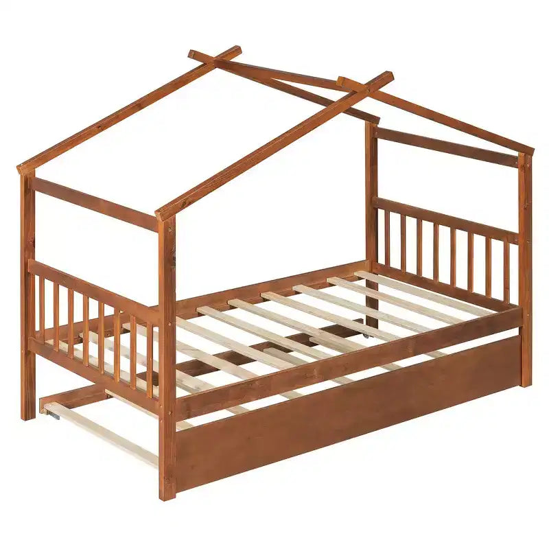 Letto singolo a capanna con letto estraibile, per 2 persone (Grigio/Naturale/Noce/Bianco)