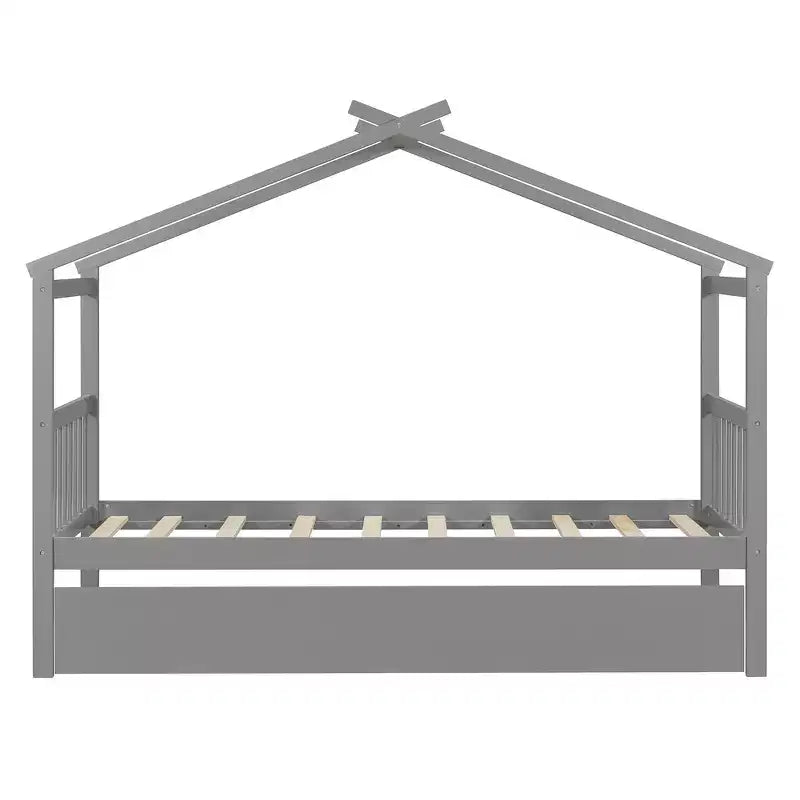 Letto singolo a capanna con letto estraibile, per 2 persone (Grigio/Naturale/Noce/Bianco)