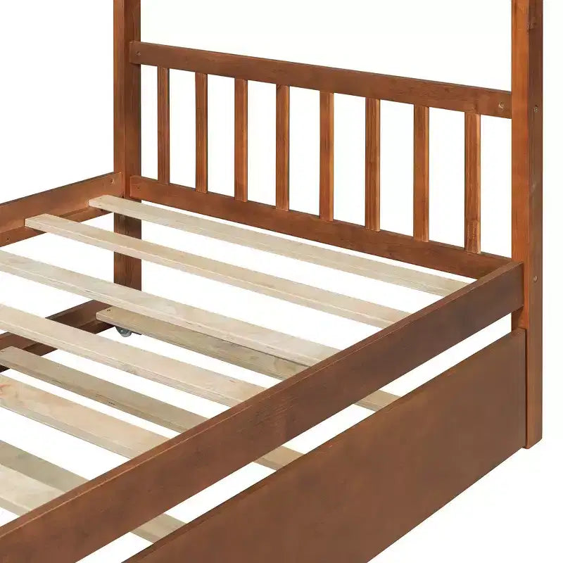 Letto singolo a capanna con letto estraibile, per 2 persone (Grigio/Naturale/Noce/Bianco)