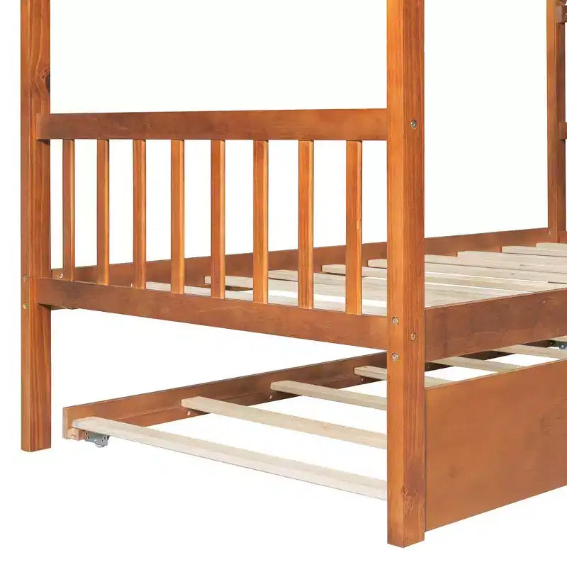 Letto singolo a capanna con letto estraibile, per 2 persone (Grigio/Naturale/Noce/Bianco)