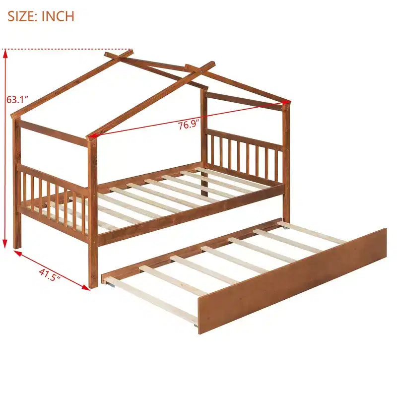 Letto singolo a capanna con letto estraibile, per 2 persone (Grigio/Naturale/Noce/Bianco)