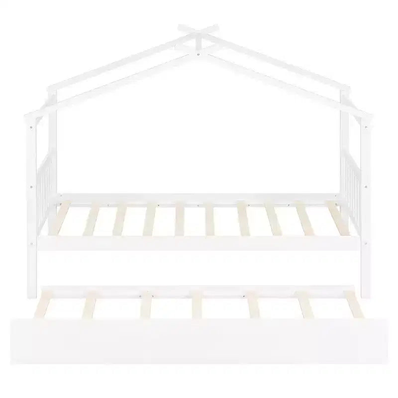 Letto singolo a capanna con letto estraibile, per 2 persone (Grigio/Naturale/Noce/Bianco)