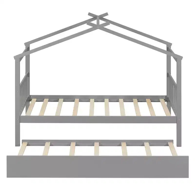 Letto singolo a capanna con letto estraibile, per 2 persone (Grigio/Naturale/Noce/Bianco)