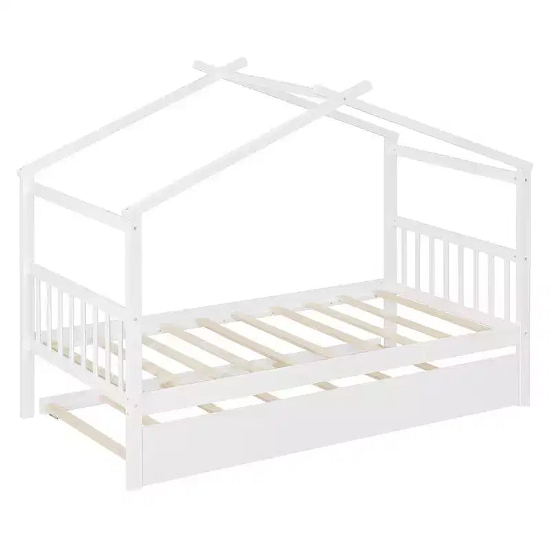 Letto singolo a capanna con letto estraibile, per 2 persone (Grigio/Naturale/Noce/Bianco)