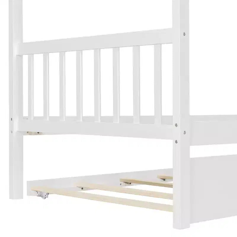 Letto singolo a capanna con letto estraibile, per 2 persone (Grigio/Naturale/Noce/Bianco)