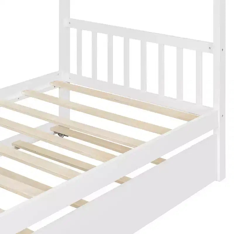 Letto singolo a capanna con letto estraibile, per 2 persone (Grigio/Naturale/Noce/Bianco)
