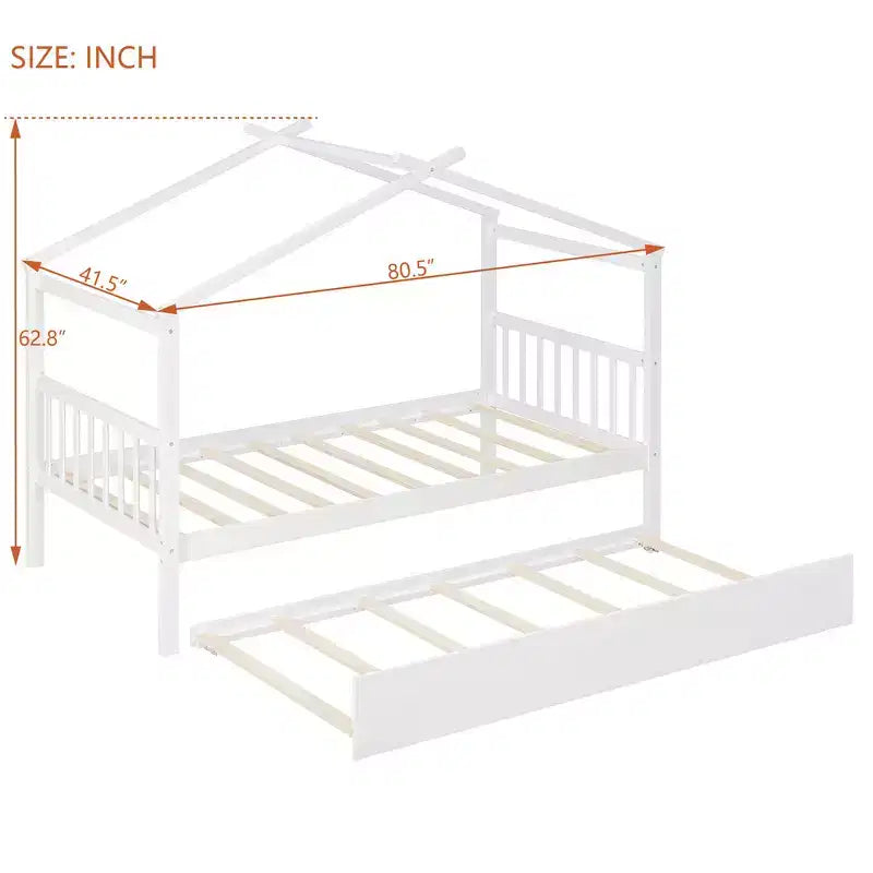Letto singolo a capanna con letto estraibile, per 2 persone (Grigio/Naturale/Noce/Bianco)