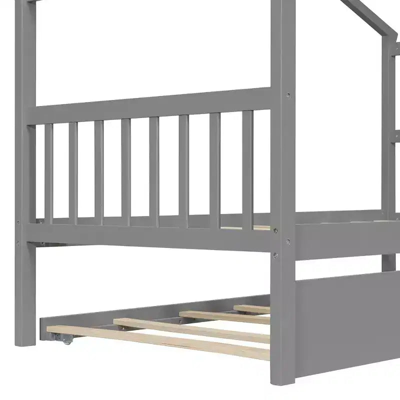 Letto singolo a capanna con letto estraibile, per 2 persone (Grigio/Naturale/Noce/Bianco)