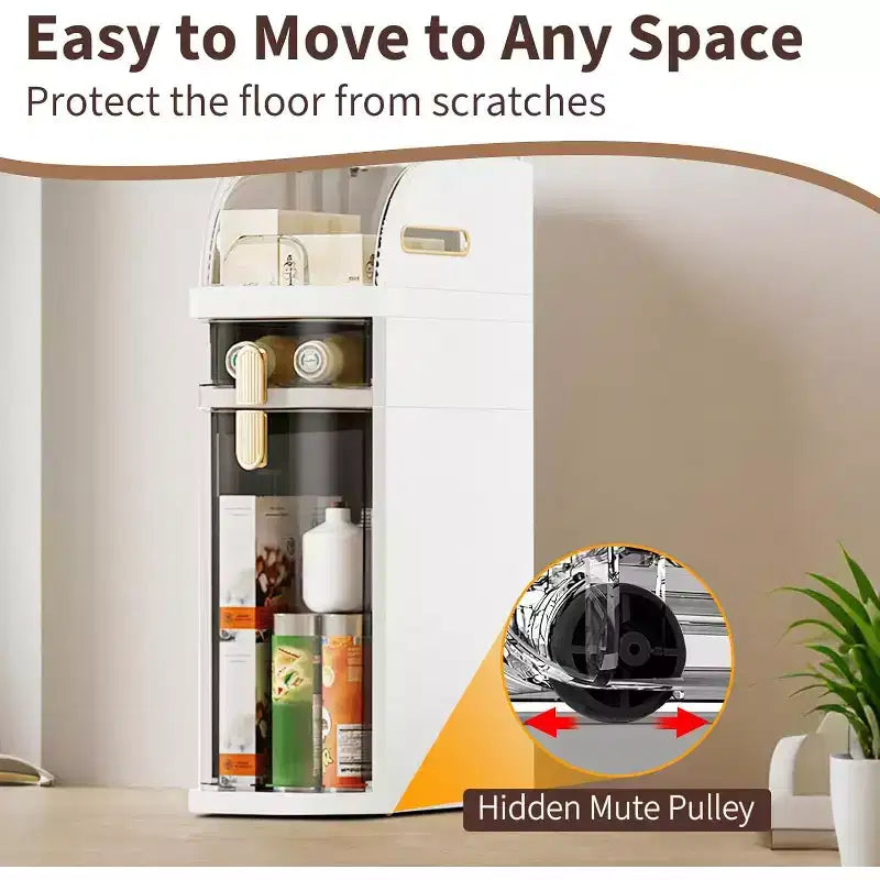 Mobiletto contenitore stretto bianco crema e nero con cassetti, 2/3/4 livelli, da terra