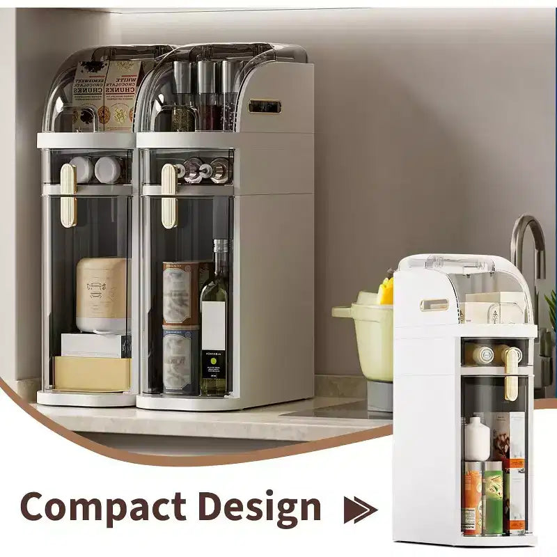 Mobiletto contenitore stretto bianco crema e nero con cassetti, 2/3/4 livelli, da terra