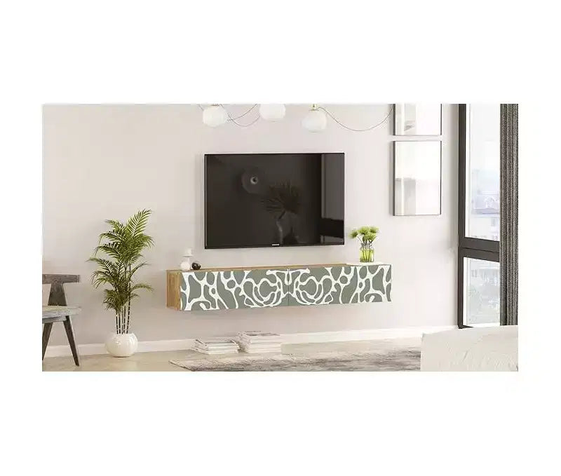 Mobile TV sospeso con stampa UV pino e verde Dubrovnik, 178 cm, con portaoggetti
