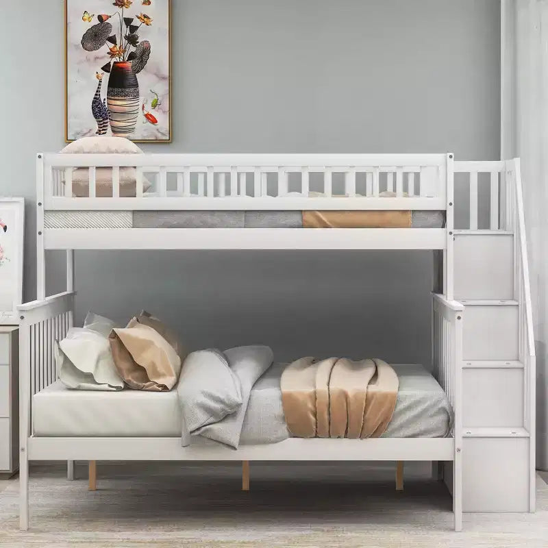 Grigio/Bianco, Letto a castello con scala, Matrimoniale a castello, Posti letto 2