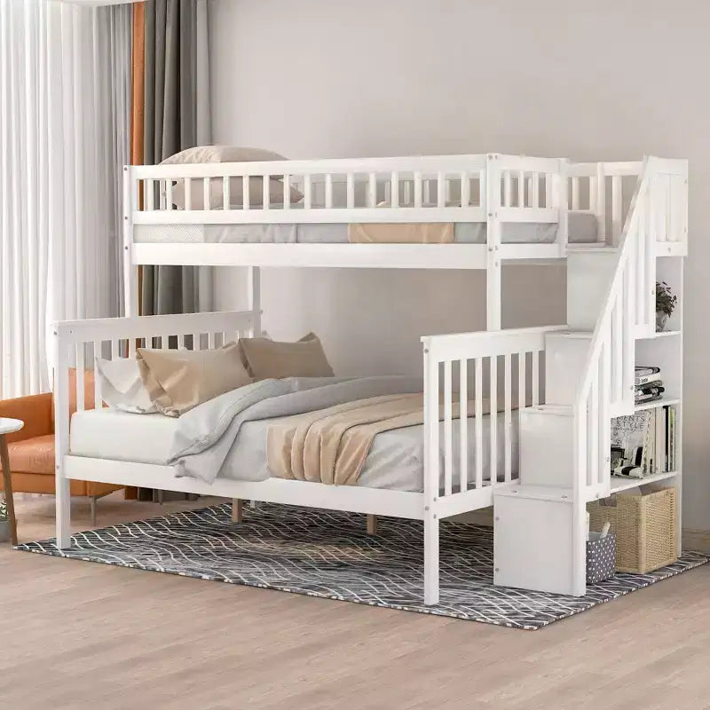 Grigio/Bianco, Letto a castello con scala, Matrimoniale a castello, Posti letto 2