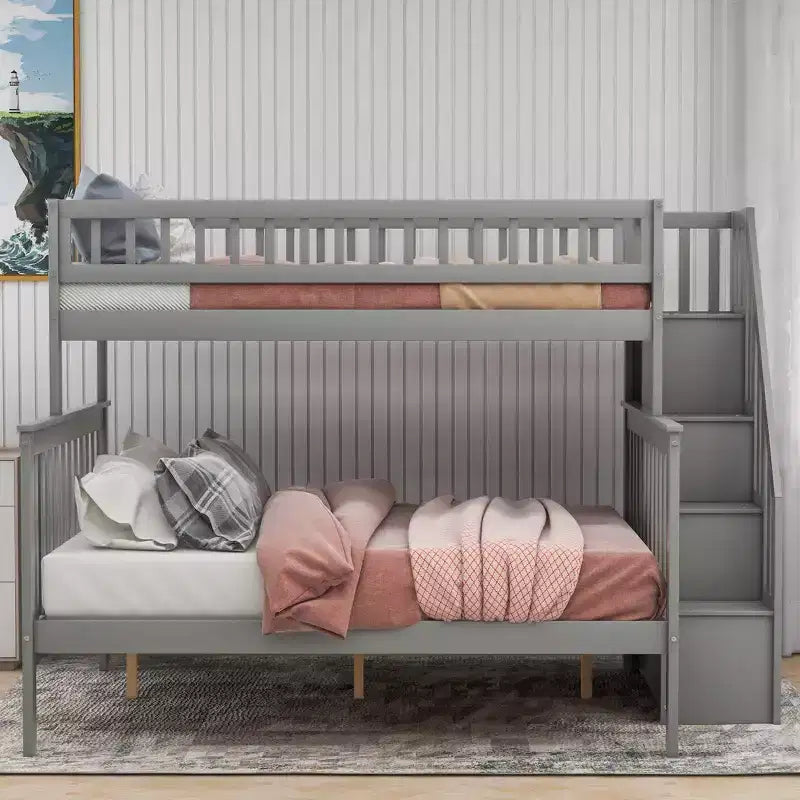 Grigio/Bianco, Letto a castello con scala, Matrimoniale a castello, Posti letto 2