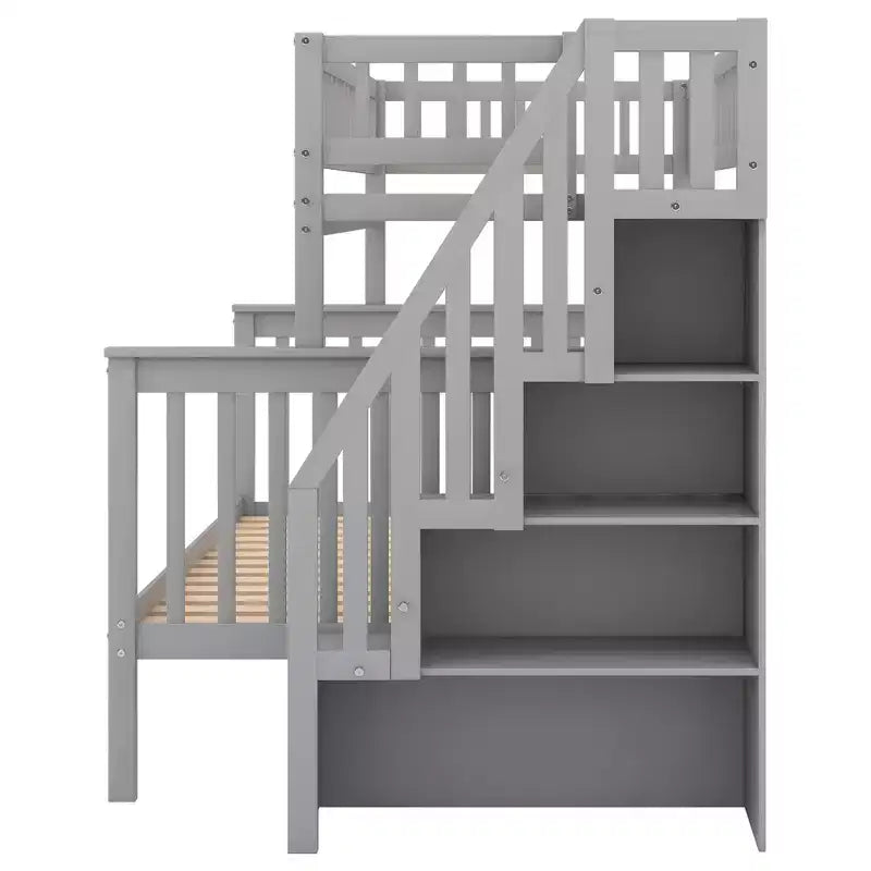 Grigio/Bianco, Letto a castello con scala, Matrimoniale a castello, Posti letto 2