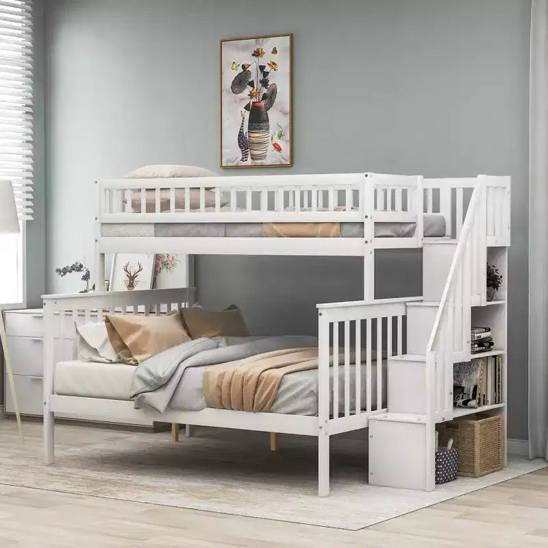 Grigio/Bianco, Letto a castello con scala, Matrimoniale a castello, Posti letto 2