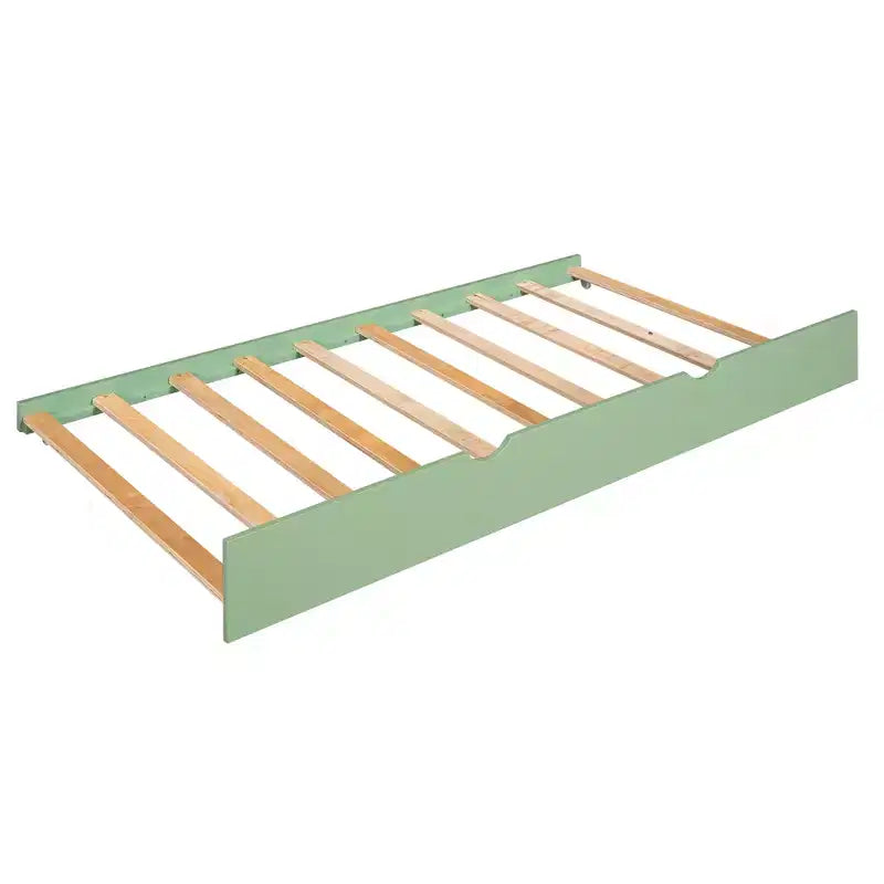Letto a castello singolo su singolo bianco a forma di casetta con scivolo e letto estraibile, per 2 bambini