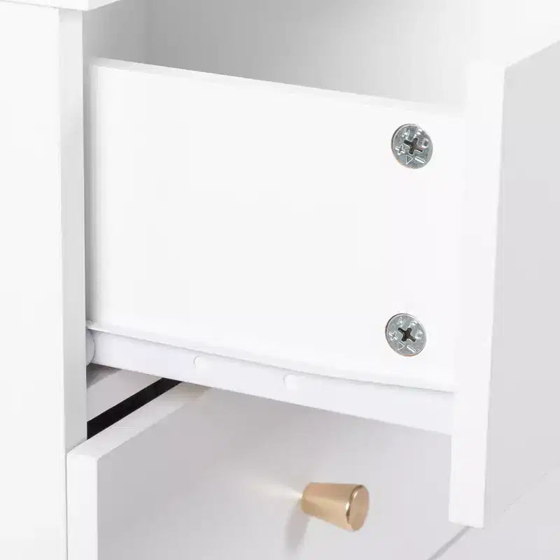 Comodino bianco a 4 cassetti con prese USB e AC, per 1